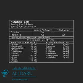 ارزش غذایی کپسول آمینو پلاس 6800 کارن (پی ان سی) 90 عدد | علی دارو