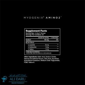 آمینو 2 مایوژنیکس | Myogenix Amino 2 + BCAA Supplement Fact - Alidaru